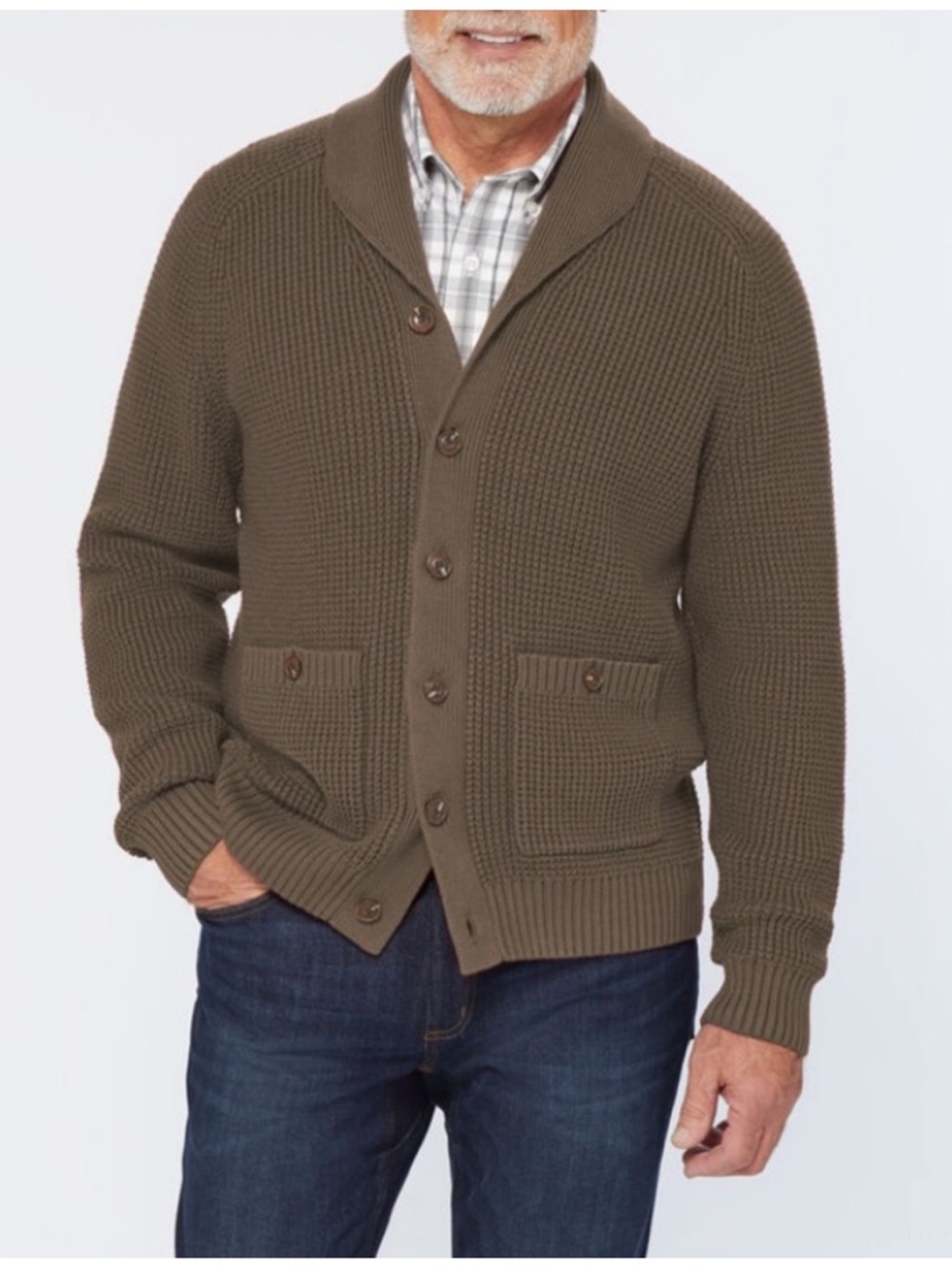 Duluth Trading Men's Burly Retirement Shawl Collar Waffle Cardigan M